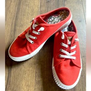 Timberland Skyla Bay Slip On Orange Canvas Mules Sneakers Lace Up Shoe Sz 6